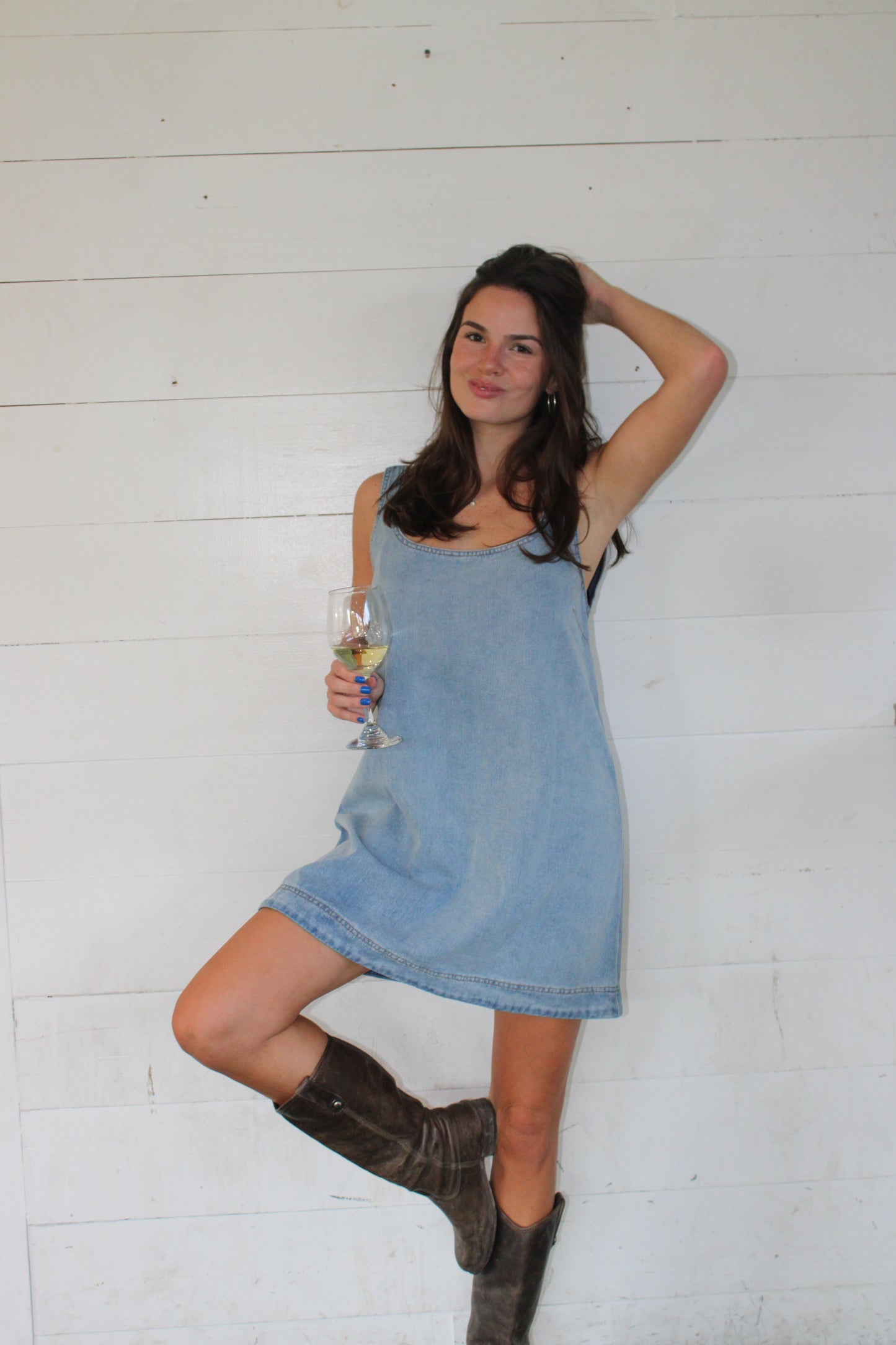 Split Statement Denim Dress