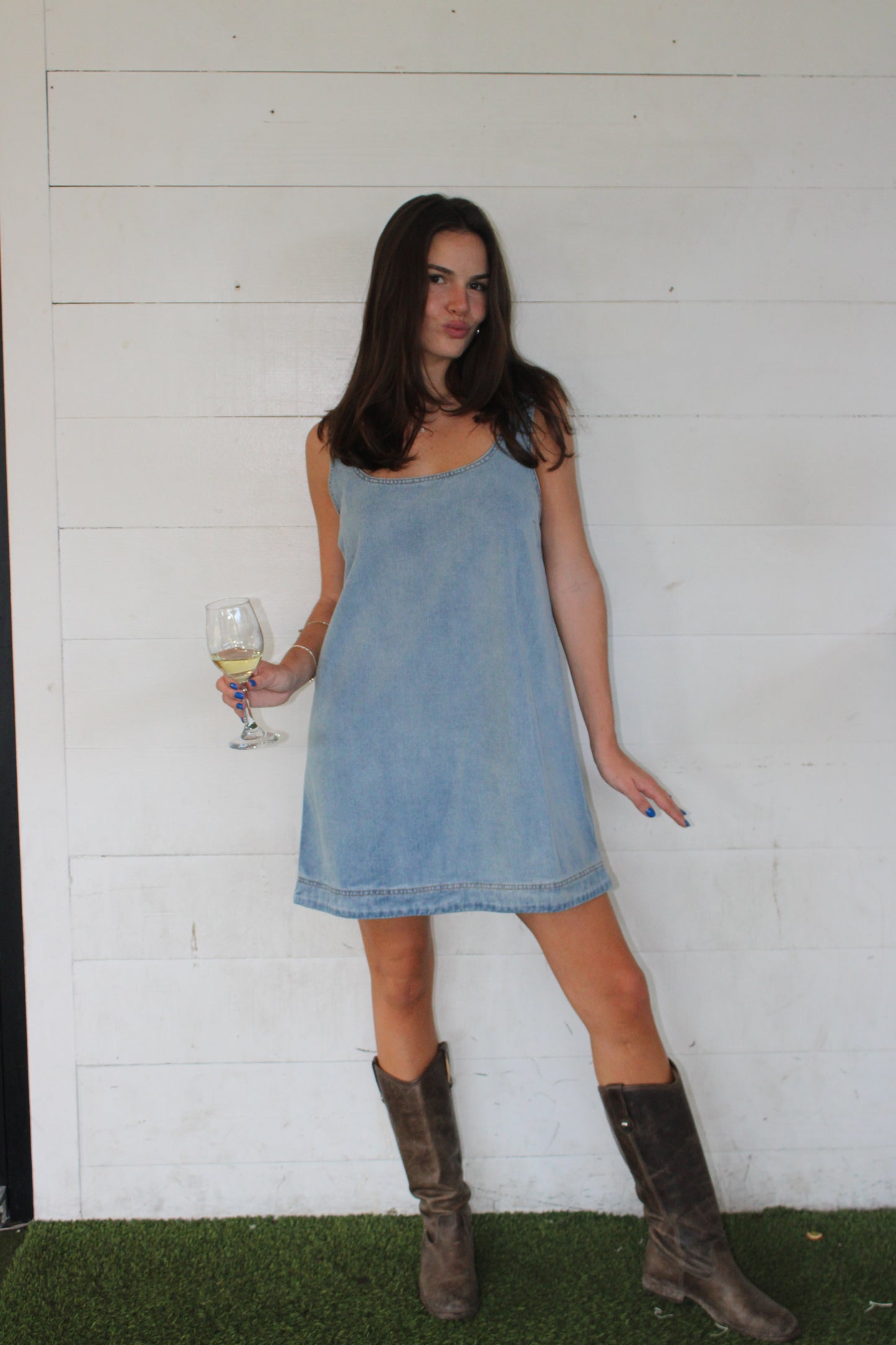 Split Statement Denim Dress