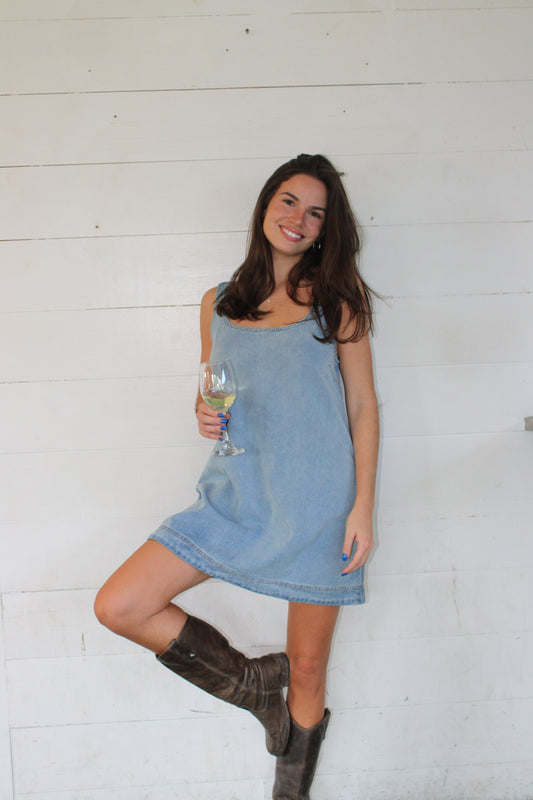Split Statement Denim Dress